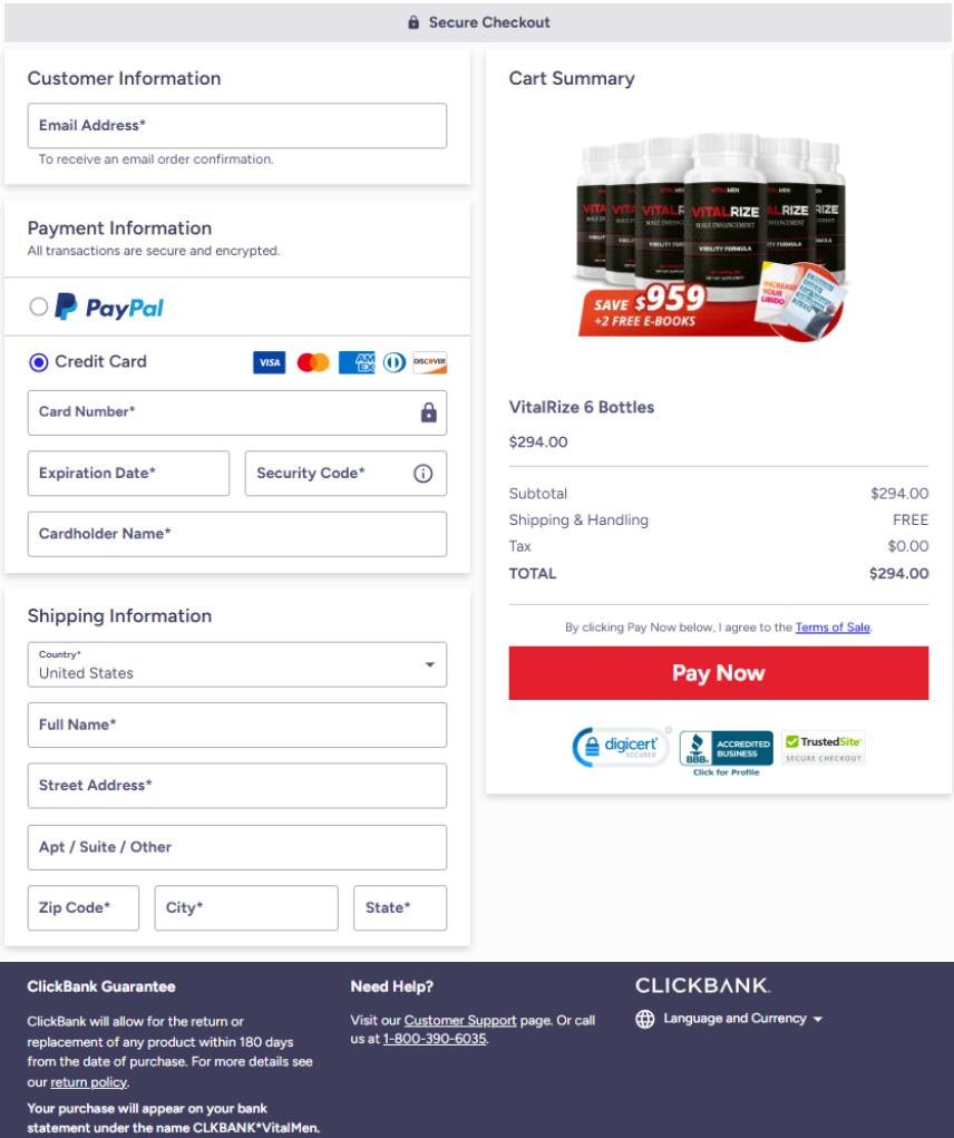 Secure checkout section with protected payment processing
